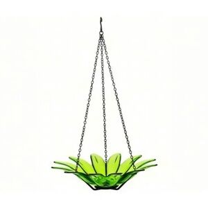 Green Glass Flower Hanging birdbath- Couronne Co. 12 inch Daisy Birdbath Lime
